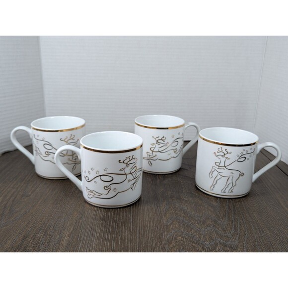 The Rudolph Co Reindeer Mugs Complete Set of 4 Coffee Cocoa Tea Christmas - Picture 1 of 9